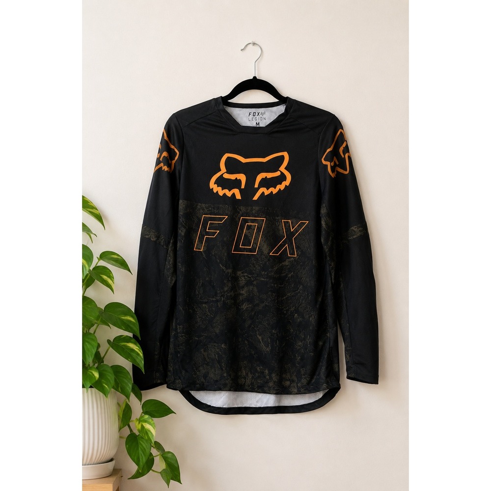 Fox Racing Legion LT Motocross Jersey Black Orange Camo Long Sleeve Men's M